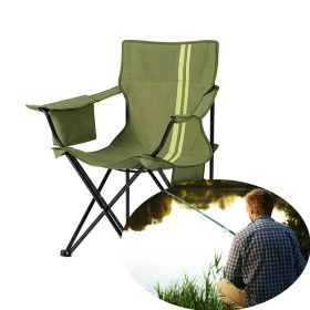 Folding Camping Chair with Side Pocket for Fishing/Beach/Picnic (Color: Army Green, Type: Camping Chairs)