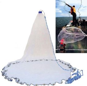American Saltwater Fishing Cast Net for Bait Trap Fish 3ft/4ft/5ft/6ft/7ft/8ft/9ft/10ft Radius Freshwater Casting Nets with Heavy Duty Real Zinc (Style: 3ft Radius)